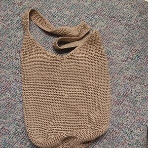 Like New Vintage The Sak Tan/Taupe Crochet Tote Bag